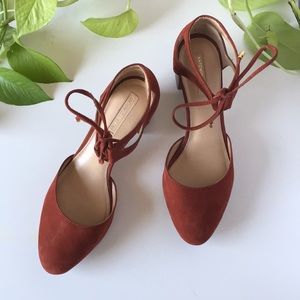 Antonio Melani Rust Ankle Tie Block Heels